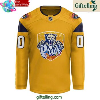 2025 Florida Panthers Pride Month Special Gold Jersey 2