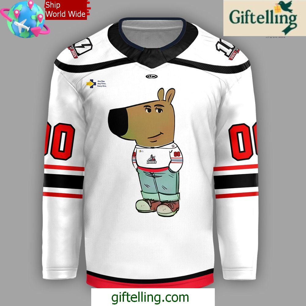 Adirondack Thunder Chill Guy 2025 White Hockey Jersey Adirondack Thunder Chill Guy 2025 White Hockey Jersey