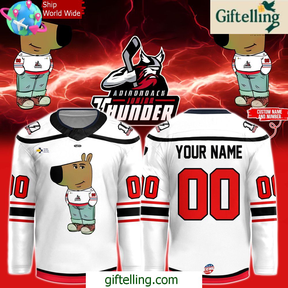 Adirondack Thunder Chill Guy 2025 White Hockey Jersey