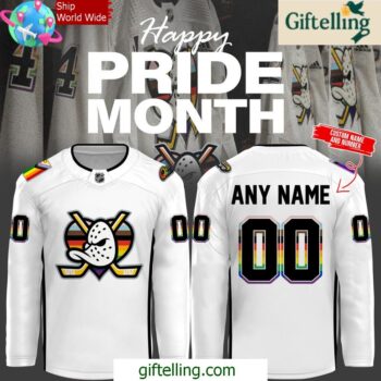 Anaheim Ducks Happy Pride Night 2025 White Hockey Jersey