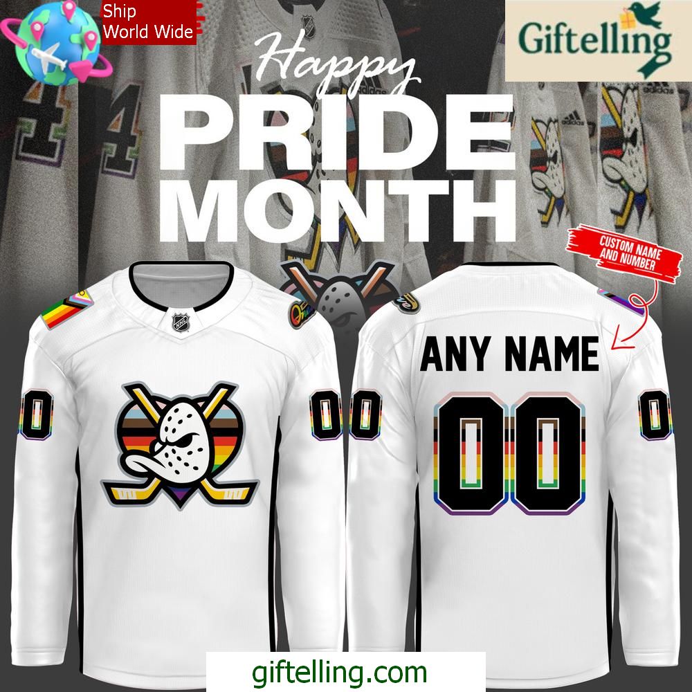 Anaheim Ducks Happy Pride Night 2025 White Hockey Jersey
