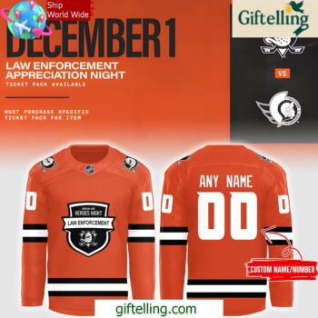 Anaheim Ducks Law Enforcement Appreciation Night 2024 Hockey Jersey