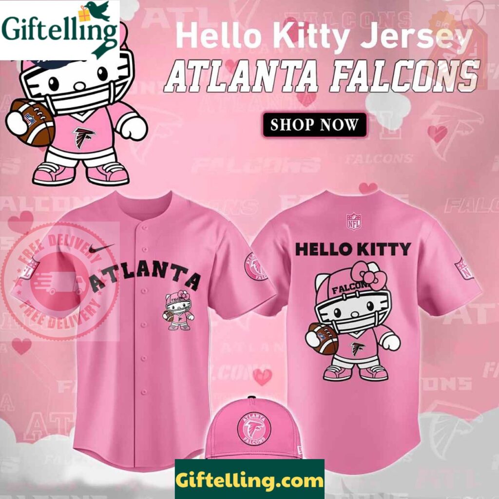 Atlanta Falcons Hello Kitty Pink NFL Baseball Jersey
