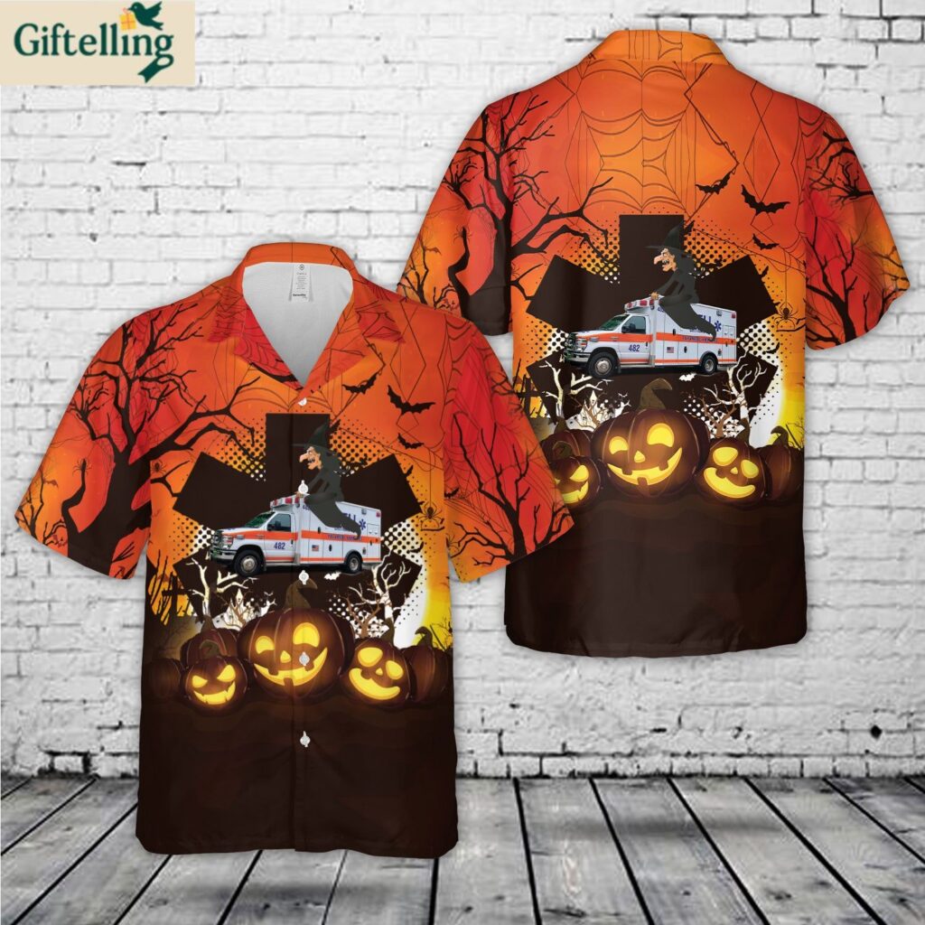 BELL AMBULANCE, MILWAUKEE, WISCONSIN Halloween Hawaiian Shirt 1
