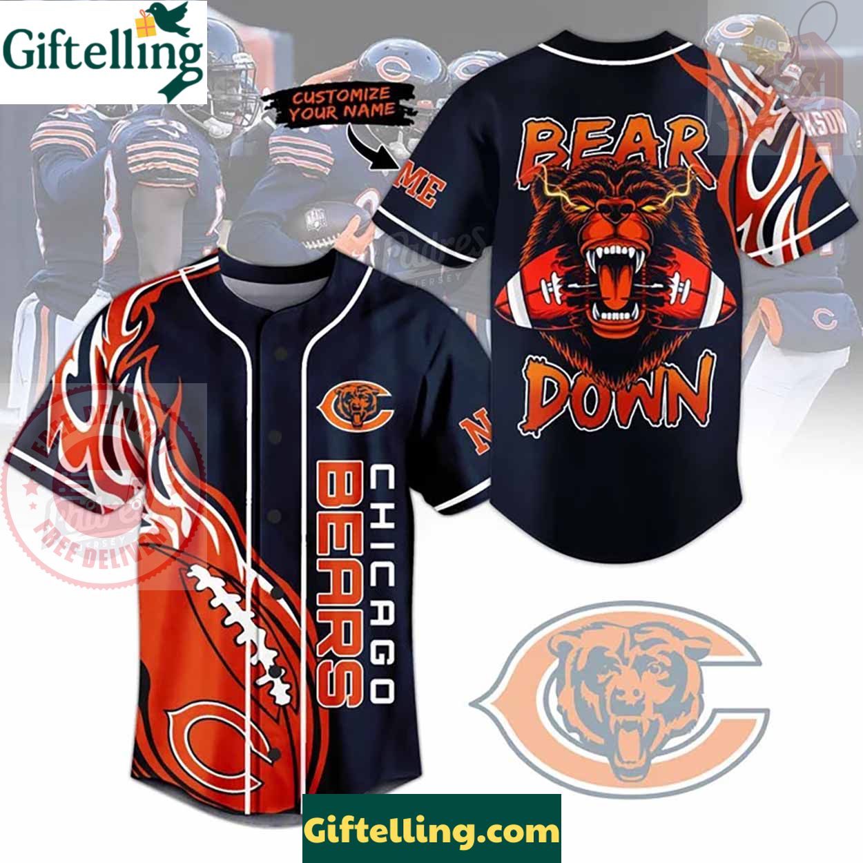 Bear Down Chicago Bear Custom Baseball Jersey - Padres Jersey Oasis Elevate Your Baseball Style Game 1