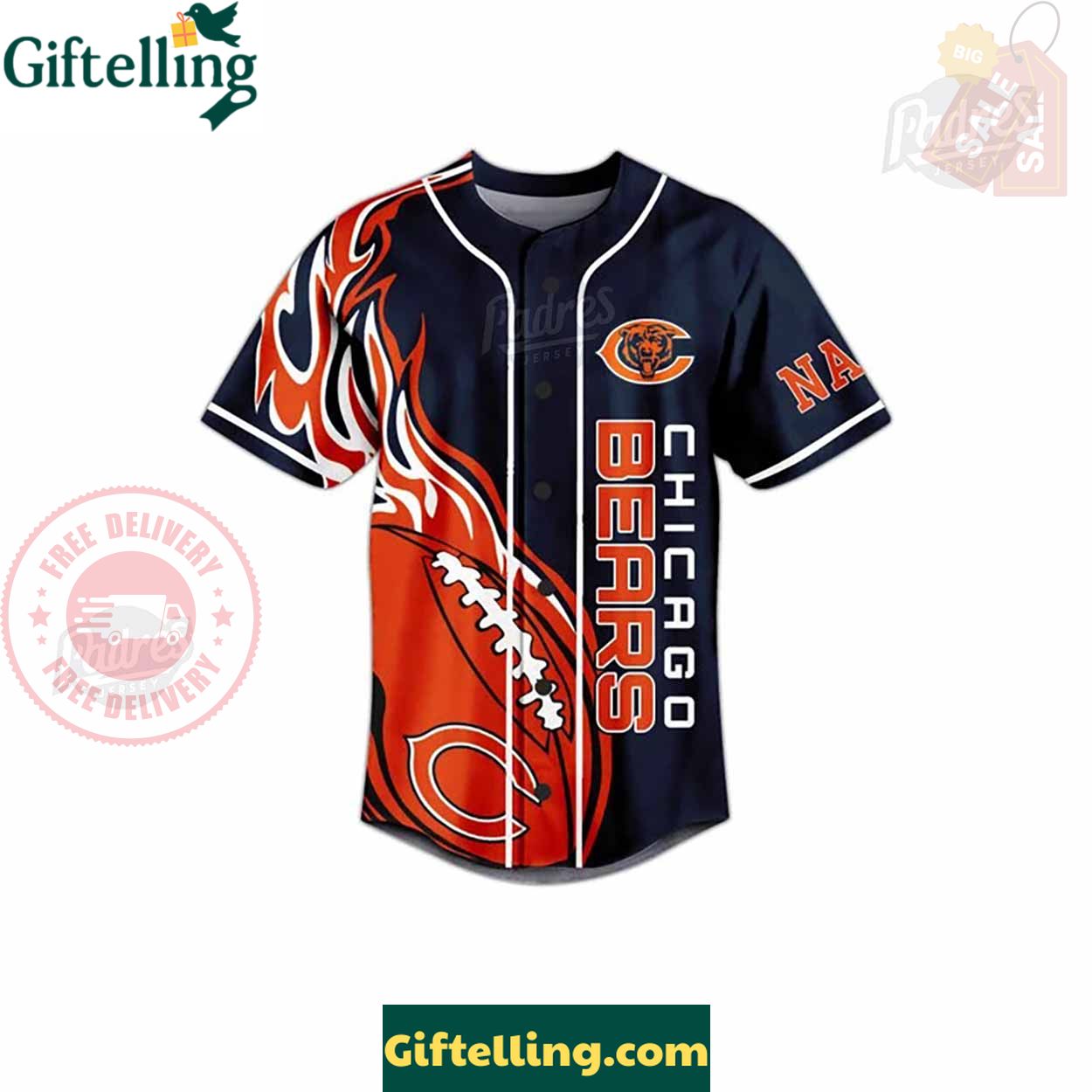 Bear Down Chicago Bear Custom Baseball Jersey - Padres Jersey Oasis Elevate Your Baseball Style Game 3