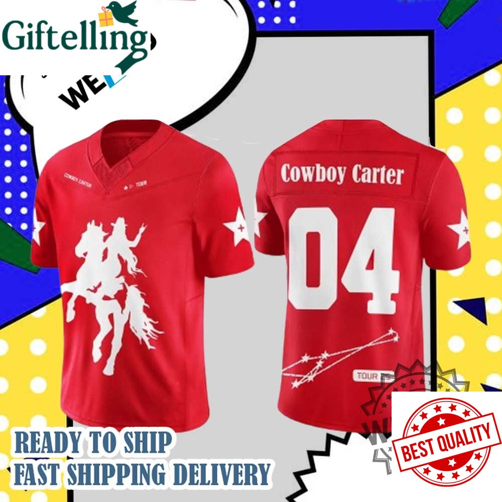 Beyoncé Cowboy Carter Tour 2025 Football Red Jersey