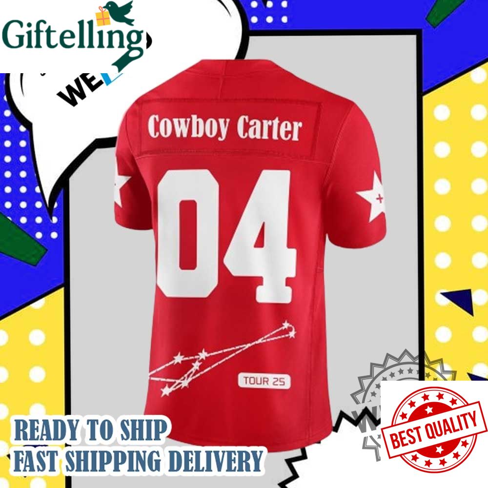 Beyoncé Cowboy Carter Tour 2025 Football Red Jersey