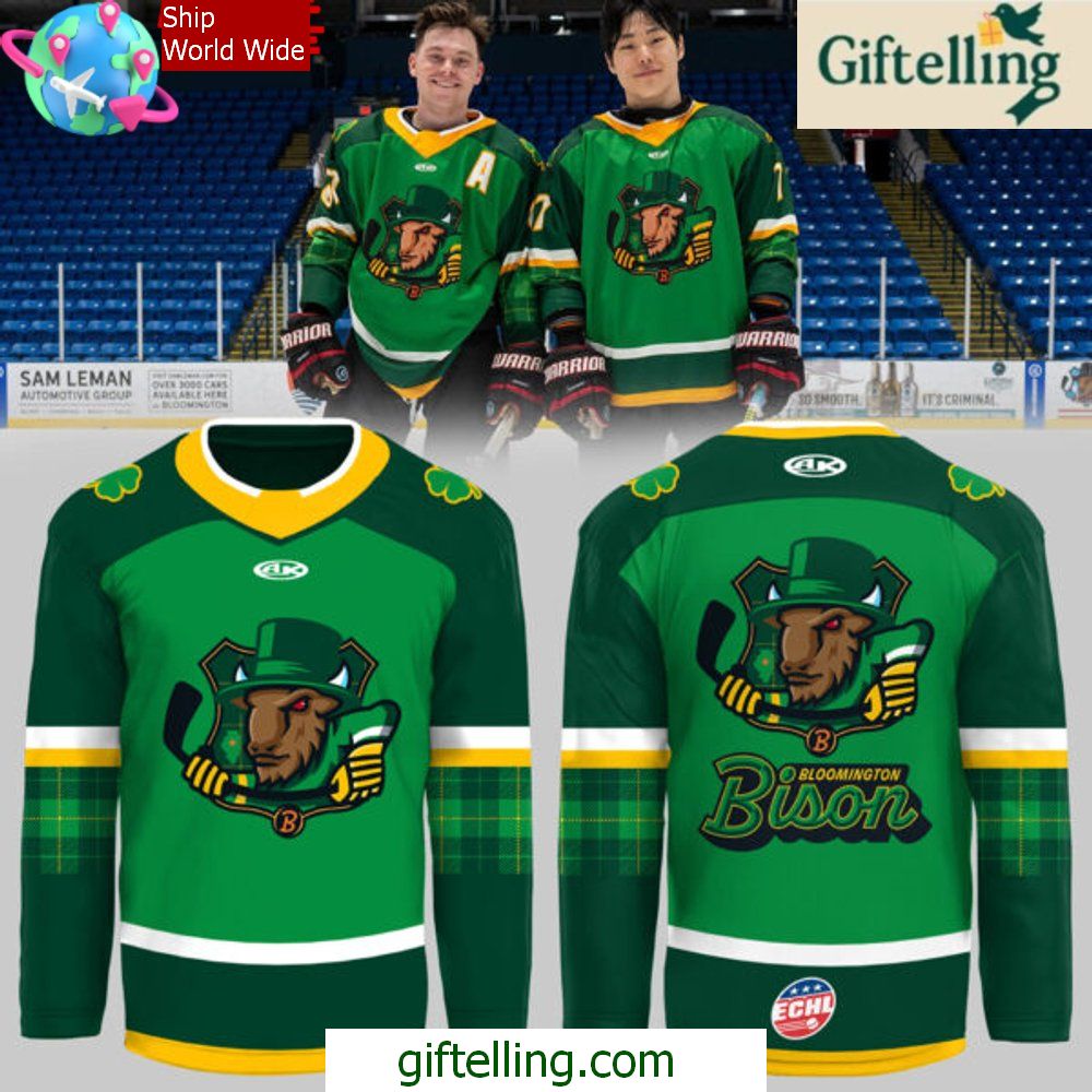 Bloomington Bison St Patricks Day 2025 Hockey Jersey
