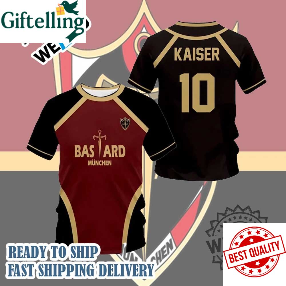 Blue Lock Anime Bastard Munich Football Jersey Kaiser Cosplay Shirt
