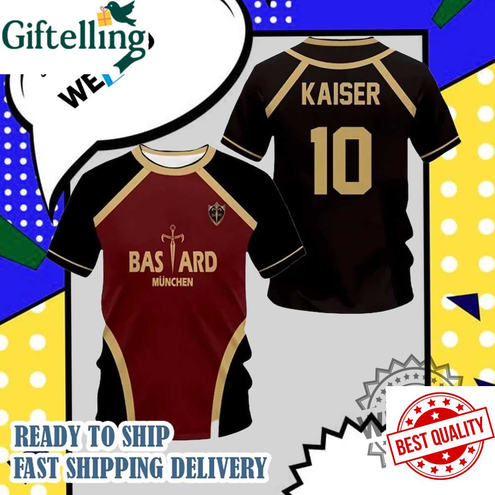 Blue Lock Anime Bastard Munich Football Jersey Kaiser Cosplay Shirt