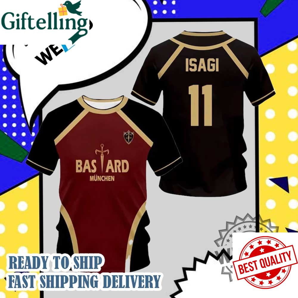 Blue Lock Anime Bastard Munich Football Jersey Kaiser Cosplay Shirt