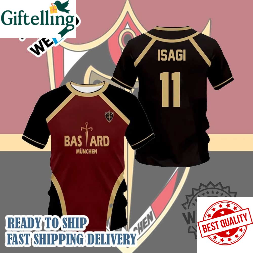 Blue Lock Anime Bastard Munich Football Jersey Kaiser Cosplay Shirt