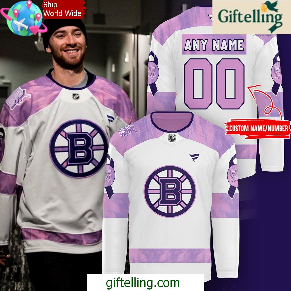 Boston Bruins Hockey Fights Cancer 2024 Hockey Jersey