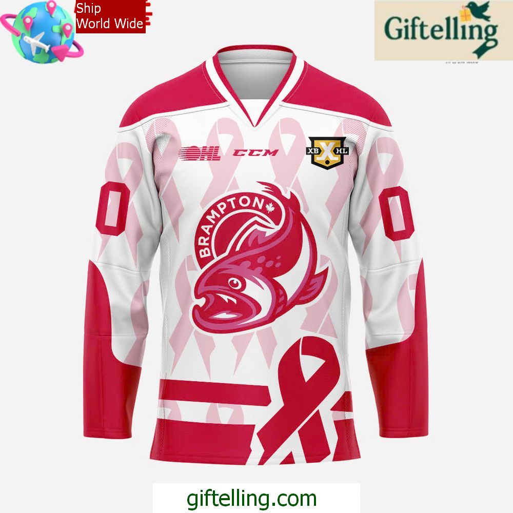 Brampton Steelheads Pink in the Rink Night Custom Hockey Jersey Brampton Steelheads Pink in the Rink Night Custom Hockey Jersey