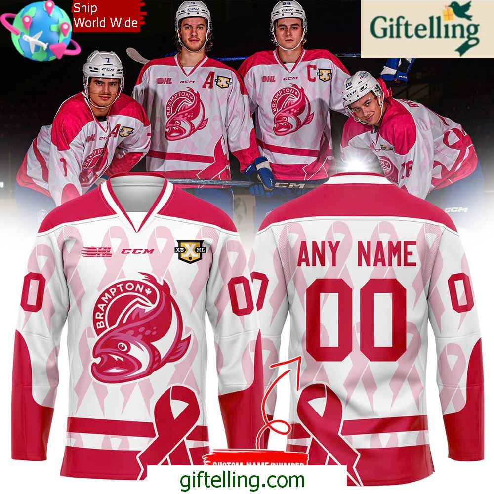Brampton Steelheads Pink in the Rink Night Custom Hockey Jersey