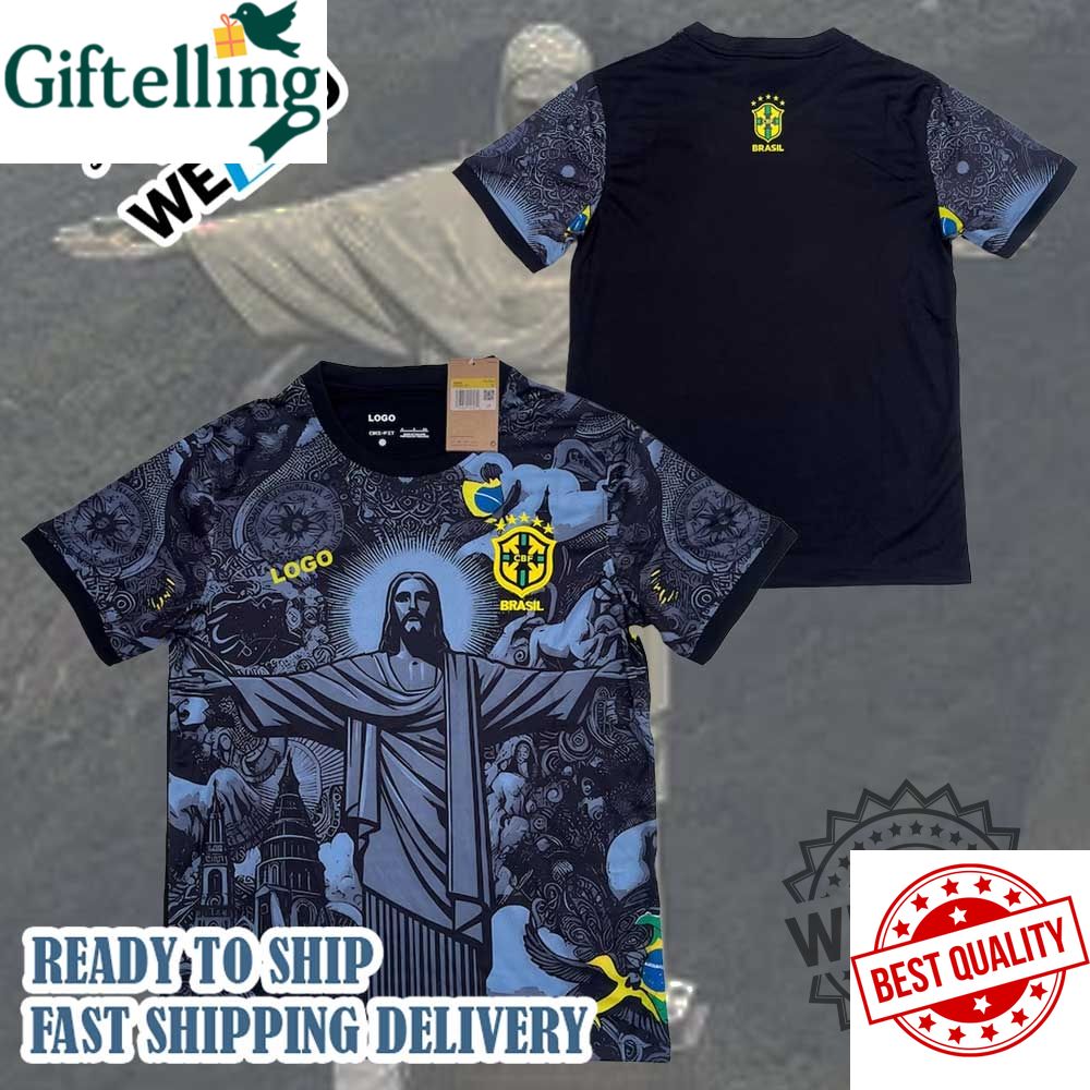 Brazil Jesus Black Jersey Brazil Concept Football Shirt Limited Edition 2025