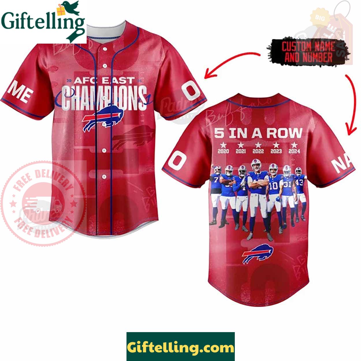 Buffalo Bills AFC EAST CHAMPIONS Red Baseball Jersey Outfit - Padres Jersey Oasis Elevate Your Baseball Style Game 2