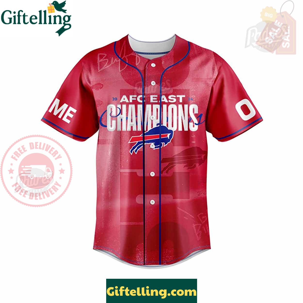 Buffalo Bills AFC EAST CHAMPIONS Red Baseball Jersey Outfit - Padres Jersey Oasis Elevate Your Baseball Style Game 3