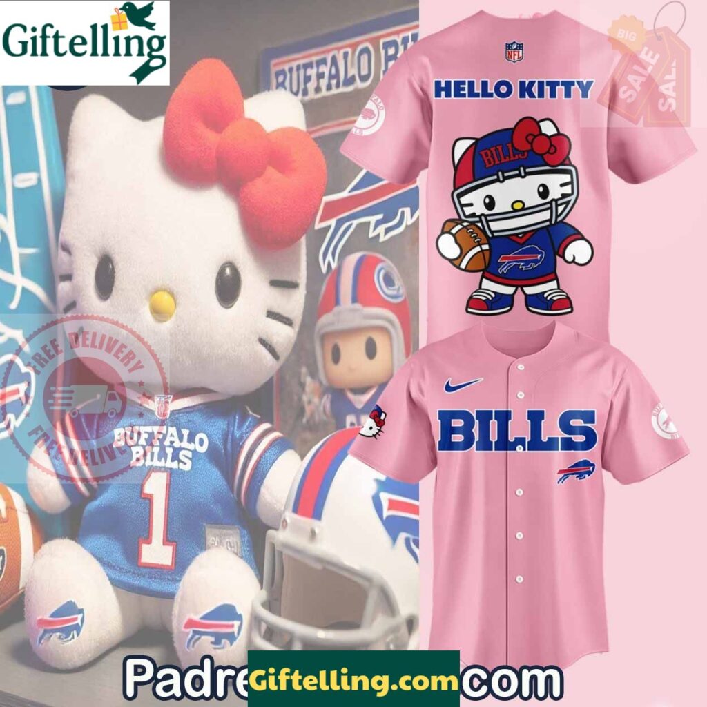 Buffalo Bills Hello Kitty Pink Baseball Jersey Outfit