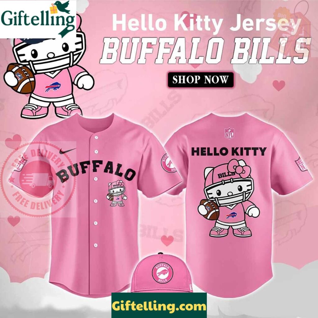 Buffalo Bills Hello Kitty Pink NFL Baseball Jersey