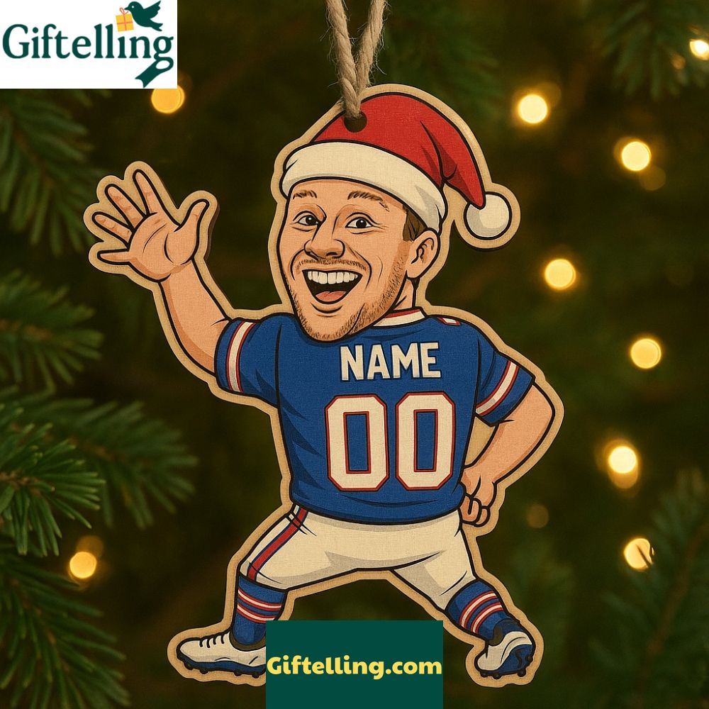 Buffalo Bills Josh Allen Christmas Wooden Ornament 2025