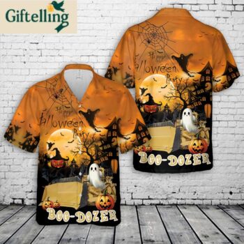 Bulldozer Halloween Hawaiian Shirt 1