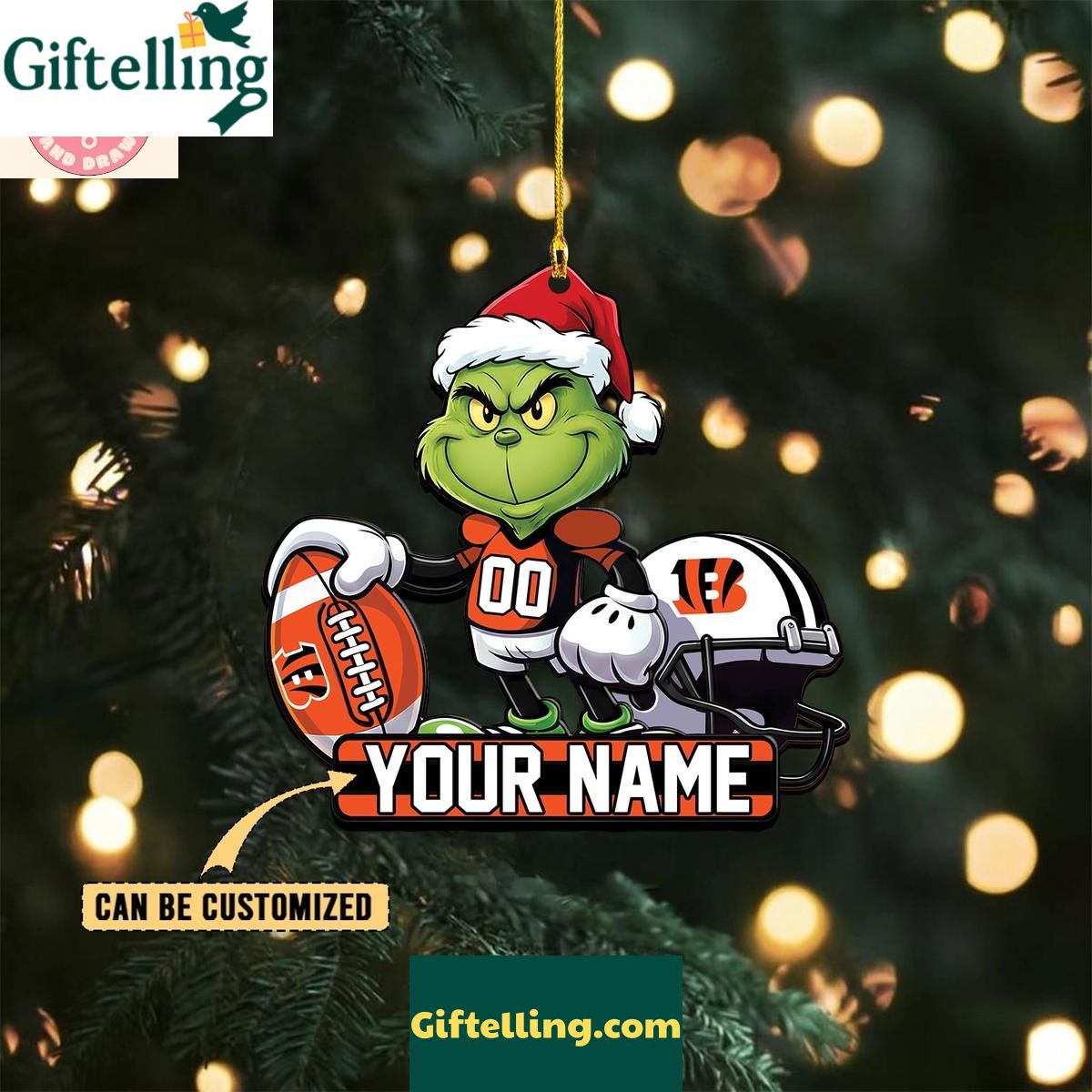 Cincinnati Bengals x The Grinch Christmas Acrylic Ornament Cincinnati Bengals x The Grinch Christmas Acrylic Ornament
