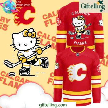 Calgary Flames x Hello Kitty 50th Anniversary Red Hockey Jersey