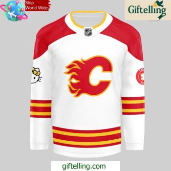 Calgary Flames x Hello Kitty 50th Anniversary White Hockey Jersey