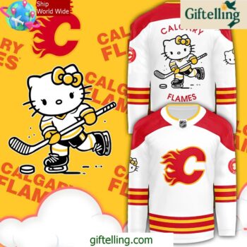 Calgary Flames x Hello Kitty 50th Anniversary White Hockey Jersey