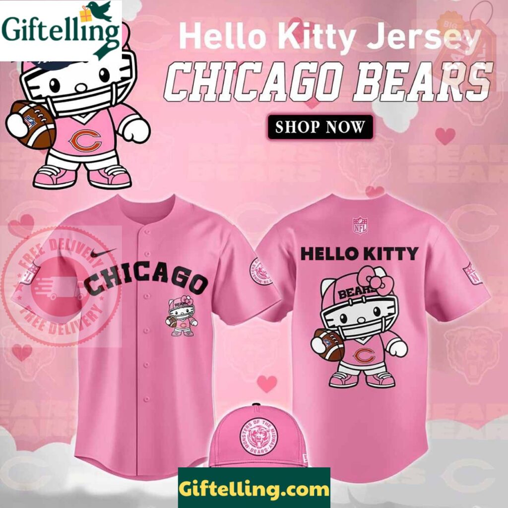 Chicago Bears Hello Kitty Pink NFL Baseball Jersey
