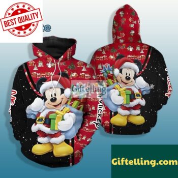 Christmas Mickey Mouse Gift 3D Hoodie Red Black For Sale
