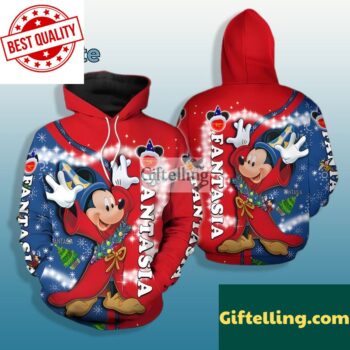 Christmas Mickey Mouse Magic 3D Hoodie Red Blue Mens