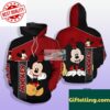 Christmas Mickey Mouse Smile Face 3D Hoodie Red Black Design