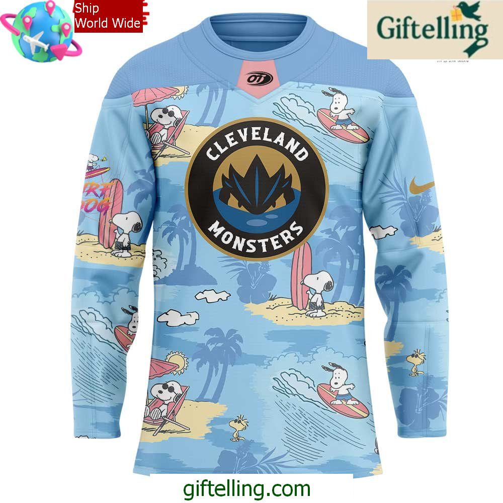 Cleveland Monsters Peanuts Summer Collection Hockey Jersey Cleveland Monsters Peanuts Summer Collection Hockey Jersey