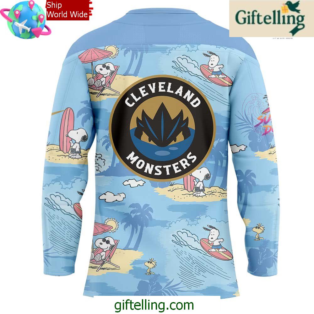 Cleveland Monsters Peanuts Summer Collection Hockey Jersey Cleveland Monsters Peanuts Summer Collection Hockey Jersey