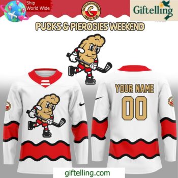 Cleveland Monsters Pucks Pierogies Weekend Special Hockey Jersey