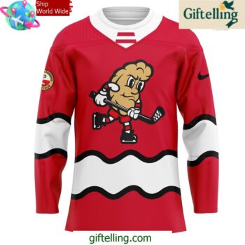 Cleveland Monsters Pucks Pierogies Weekend Special Red Jersey