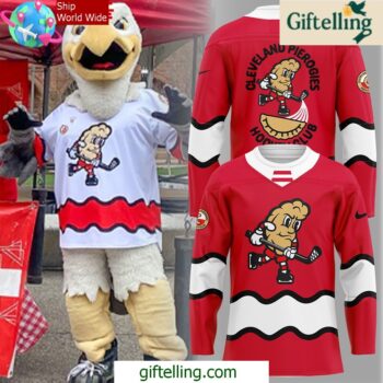Cleveland Monsters Pucks Pierogies Weekend Special Red Jersey