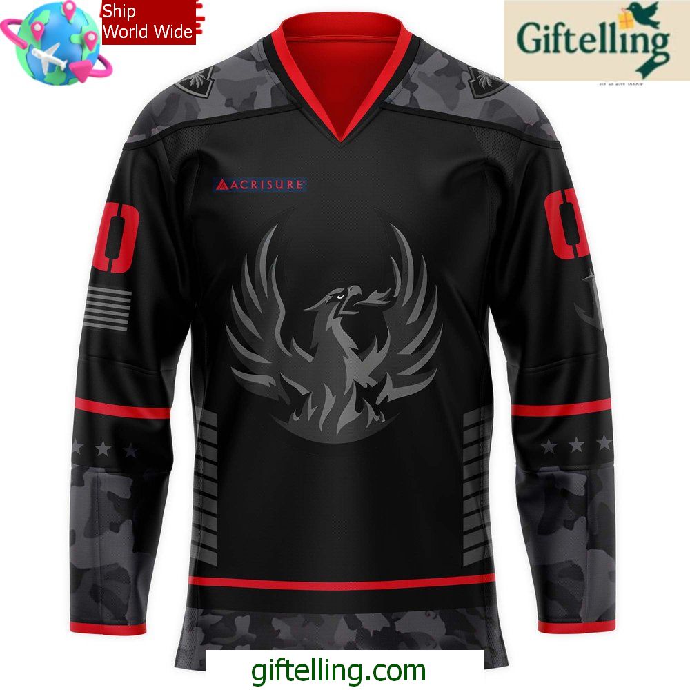 Coachella Valley Firebirds Stealth Fighter Military Hockey Jersey Coachella Valley Firebirds Stealth Fighter Military Hockey Jersey