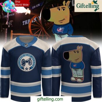 Columbus Blue Jackets x Chill Guy Blue Hockey Jersey