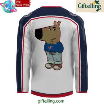 Columbus Blue Jackets x Chill Guy White Hockey Jersey