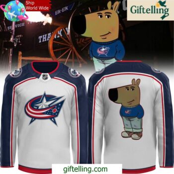Columbus Blue Jackets x Chill Guy White Hockey Jersey