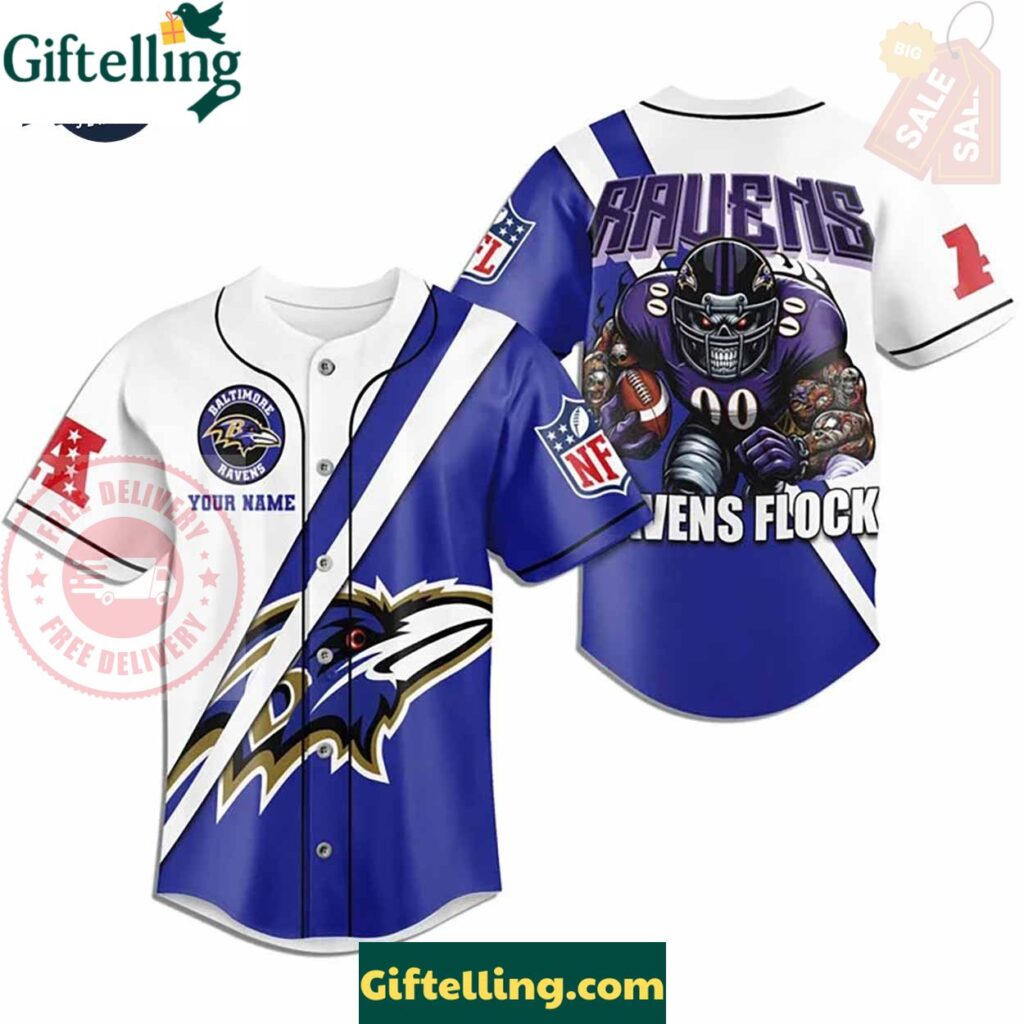 Custom Baltimore Ravens Football Mascot Baseball Jersey