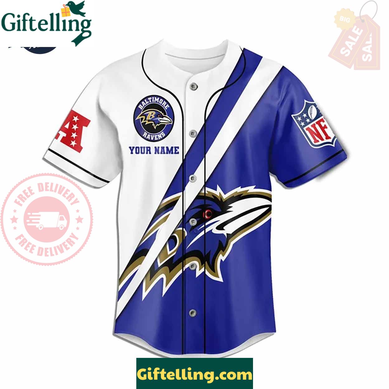 Custom Baltimore Ravens Football Mascot Baseball Jersey - Padres Jersey Oasis Elevate Your Baseball Style Game 3