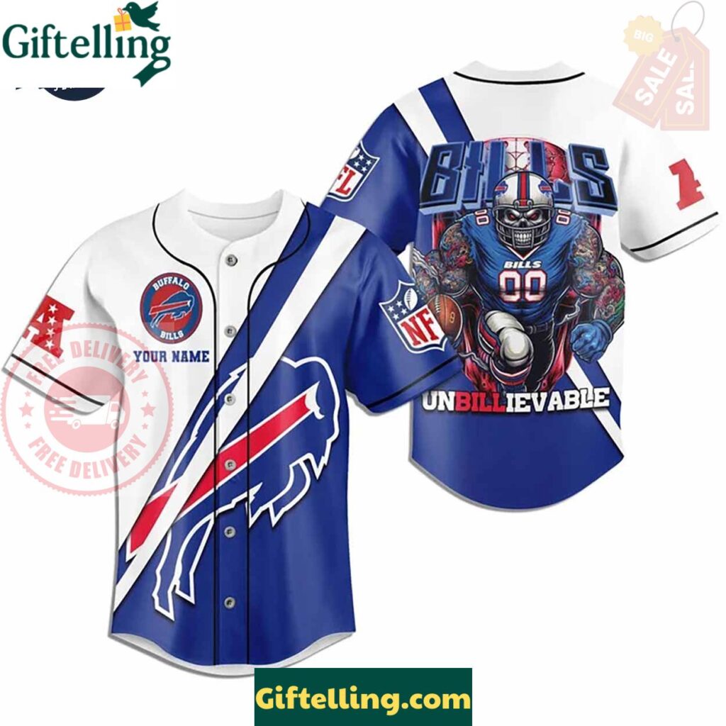 Custom Buffalo Bills Football Mascot Baseball Jersey