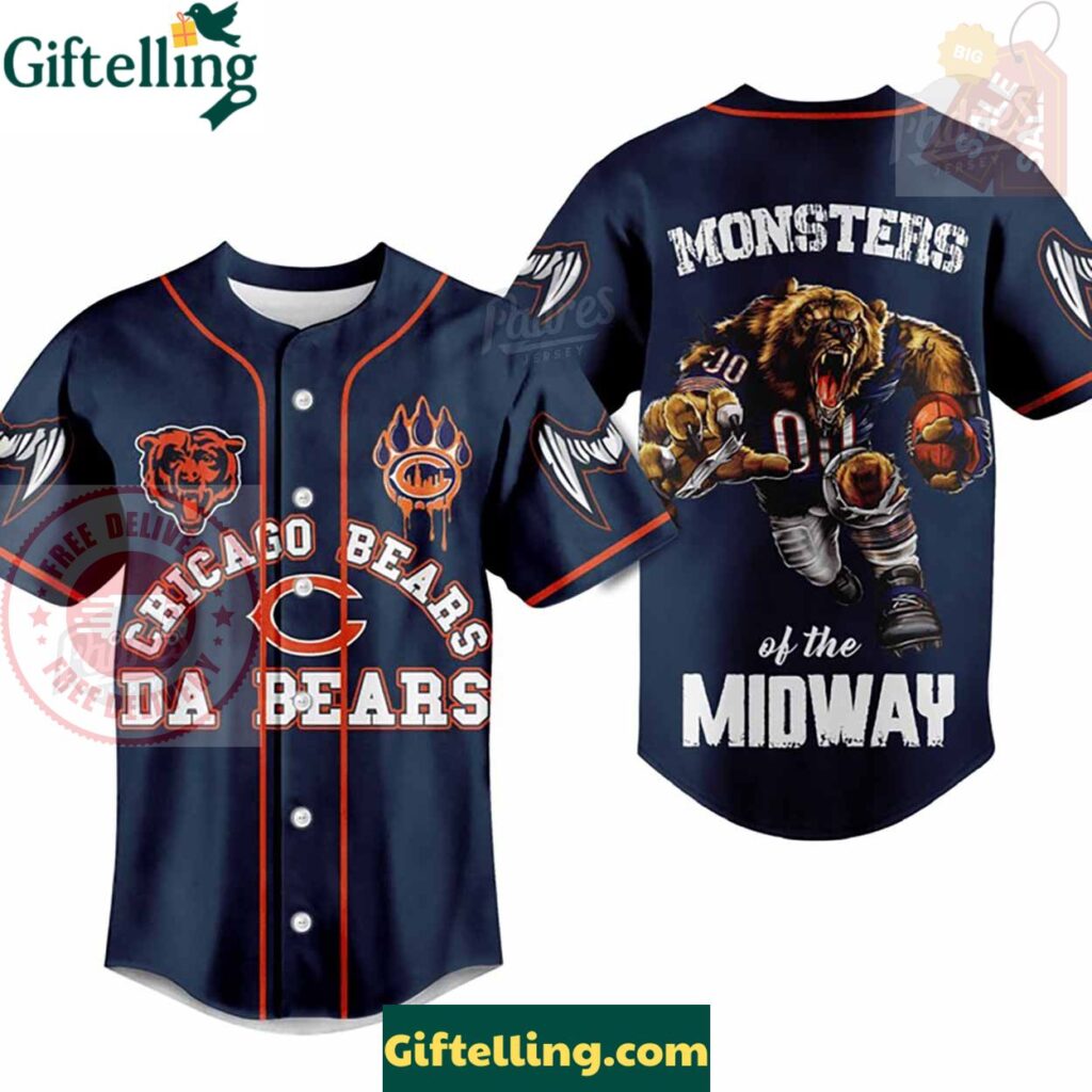 Custom Chicago Bears Monsters Of The Midway Baseball Jersey