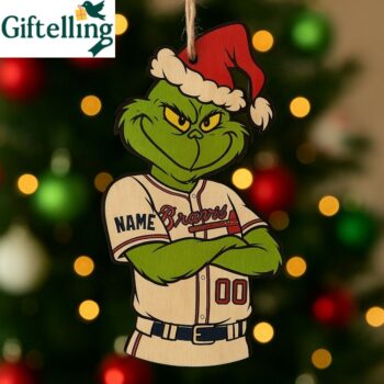 Custom Grinch Atlanta Braves Baseball Christmas Ornament 2025