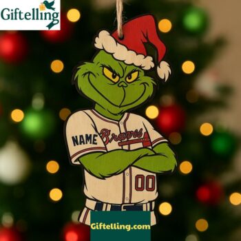Custom Grinch Atlanta Braves Baseball Christmas Ornament 2025